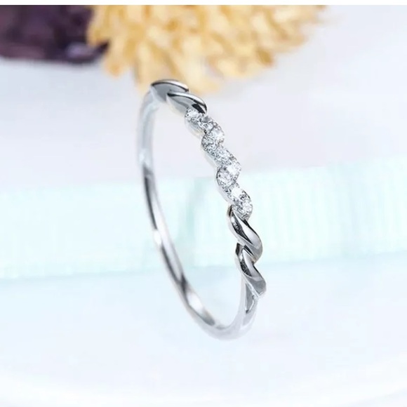 Elegant 925 Silver,rose Gold Rings White Sapphire - Picture 2 of 5